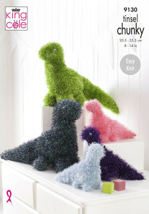 King Cole Knitting Patterns - Tinsel Chunky: 9130 - Dinosaurs