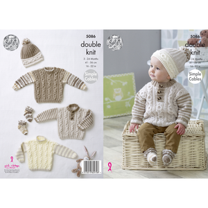 King Cole Knitting Pattern Sweaters, Hats & Socks Knitted in Cherish & Cherished DK 5086