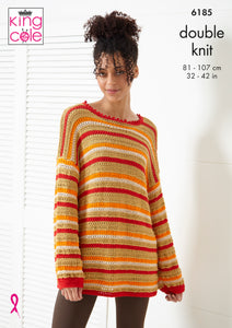 King Cole Knitting Pattern Sweater & Top Knitted in Bamboo Cotton DK 6185