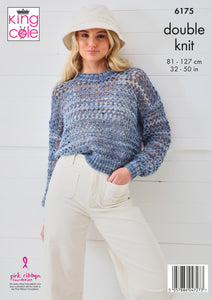 King Cole Knitting Pattern Sweater & Tank Knitted in Homespun Prism DK 6175