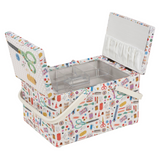 HobbyGift Sewing Box (L): Twin Lid: Appliqué and Embroidered: Haby Notions