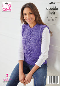 King Cole Knitting Pattern Slipovers Knitted in Pricewise Twirly DK 6136