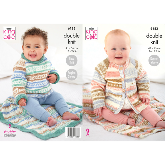 King Cole Knitting Pattern Baby’s Matinee Coat, Sweater and Blankets: Knitted in King Cole Cherish DK 6183