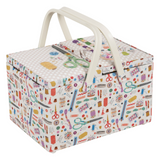 HobbyGift Sewing Box (L): Twin Lid: Appliqué and Embroidered: Haby Notions