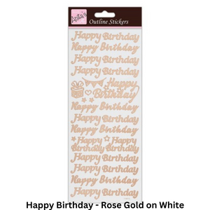 Anitas Outline Stickers - Happy Birthday Assorted