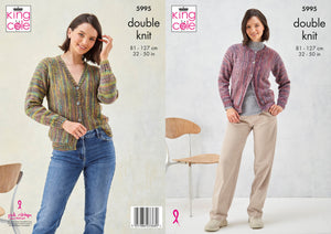 King Cole Knitting Pattern Ladies Cardigans - Homespun Prism DK 5995