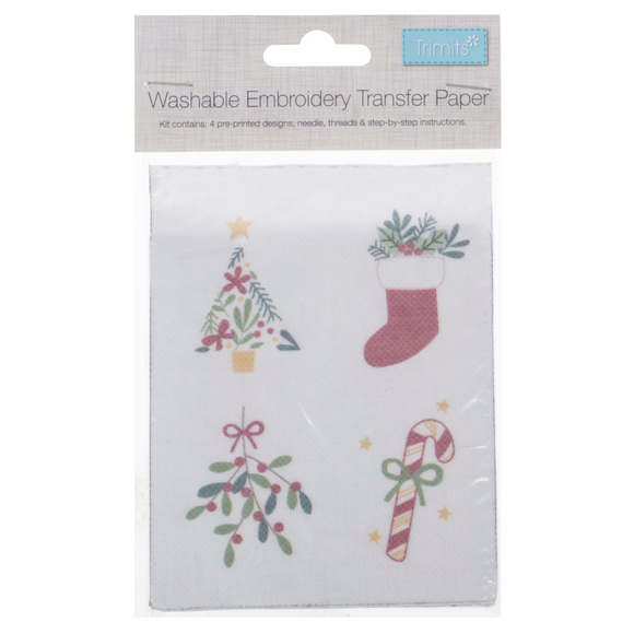 Trimits Washable Embroidery Transfer Paper: Christmas: 4 Designs