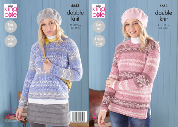 King Cole Knitting Pattern Ladies Sweater & Tunic - Double Knit 5653