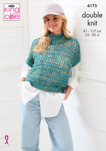 King Cole Knitting Pattern Sweater & Tank Knitted in Homespun Prism DK 6175