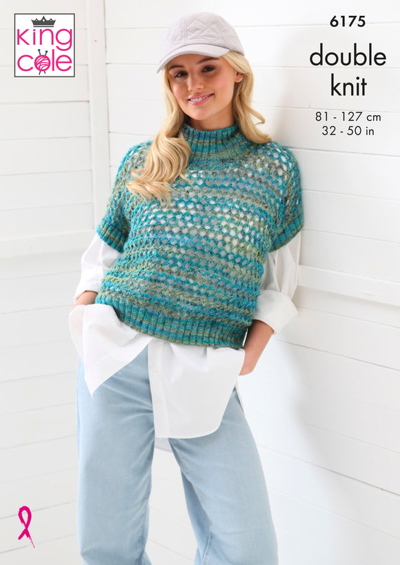 King Cole Knitting Pattern Sweater & Tank Knitted in Homespun Prism DK 6175