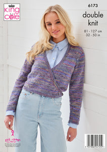 King Cole Knitting Pattern Cardigans Knitted in Homespun Prism DK 6173