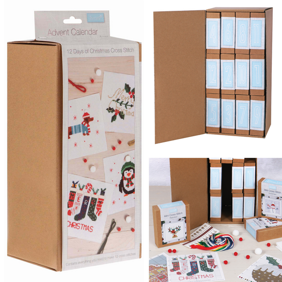 Trimits Advent Calendar: Cross Stitch Kits: 12 Doors