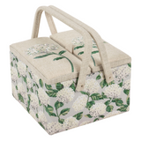 HobbyGift Sewing Box (L): Twin Lid: Square: Hydrangea