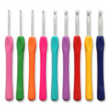 Pony Crochet Hook Set: Easy Grip Handle with Finger Flat: 14cm x 2mm - 6mm