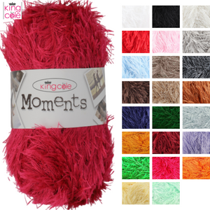 King Cole Moments DK 50g Ball Knitting Wool Yarn Eyelash Fluffy ALL COLOURS