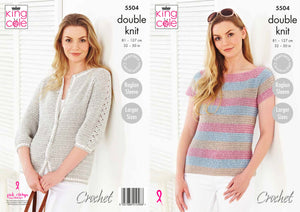 King Cole Knitting Pattern Top & Cardigan Knitted in Cotton Top DK - 5504