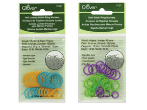 Clover Soft Stitch Ring Markers - 2 Sizes - S/M or L/Jumbo