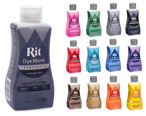 Synthetic Rit Dye More Liquid Fabric Dye - Ultimate Synthetic Rit Dye Accessories Kit - Available in Multiple Colors - 7 Ounces - Midnight Navy, Blue