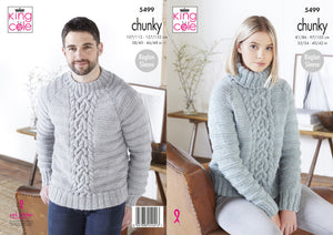 King Cole Knitting Pattern Sweaters Knitted in Big Value Poplar Chunky - 5499