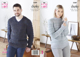 King Cole Knitting Pattern Sweaters Knitted in Big Value Poplar Chunky - 5500