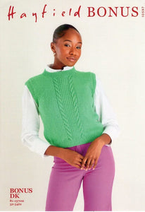 Sirdar Hayfield Bonus Double Knit Knitting Pattern - Sweater Vest 10597