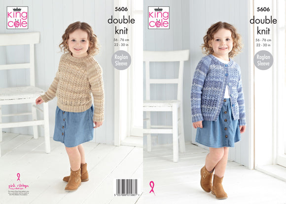 King Cole Knitting Pattern Girls Cardigans & Sweater - DK 5606 - Childrens