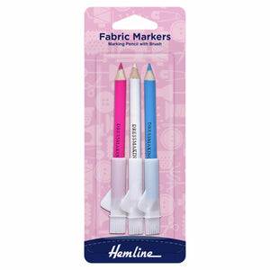 Hemline 3 Set Fabric Markers Chalk Pencil & Brush