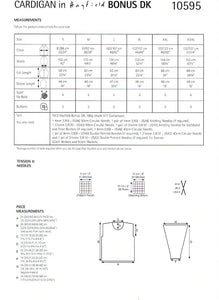 Sirdar Hayfield Bonus Double Knit Knitting Pattern - Round Neck Cardigan 10595 